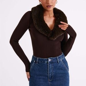Meshki — Maieve fur trim knit Sweater